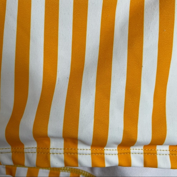 Janela Bay High Neck Tankini Top Vertical Stripe Yellow White Swim - Picture 9 of 9